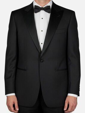 Stefano Ricci Men's Black Wool Satin Notch Lapel Tuxedo Suit Jacket Size IT 50